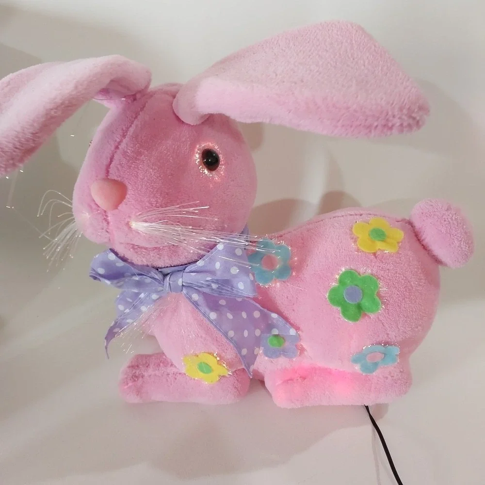 VTG Animatronic Fiber Optic Easter Parade Bunny Pink Flowers‎ TESTED/Works 11